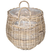 Kosz na rośliny 2 szt. Naturalna szarość Rattan Kubu