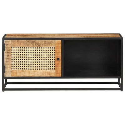 vidaXL Szafka pod TV, 90x30x40 cm, drewno mango i naturalna trzcina