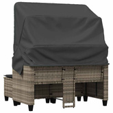 2-os. sofa ogrodowa, daszek i podnóżki, jasnoszara, rattan PE