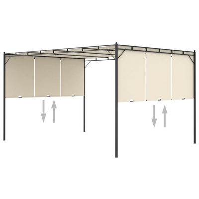 vidaXL Altana ogrodowa z zasłoną boczną, 4 x 3 x 2,25 m, kremowa
