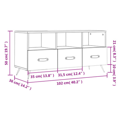 vidaXL Szafka pod TV, czarna, 102x36x50 cm, materiał drewnopochodny
