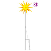 Ozdoby świetlne LED z prętami, składane, 3 szt., żółte, 35 cm