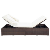 vidaXL 2-osobowy leżak z poduszką, polirattan, brązowy