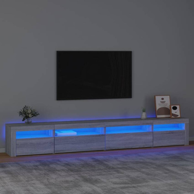 vidaXL Szafka pod TV z oświetleniem LED, szary dąb sonoma, 270x35x40cm