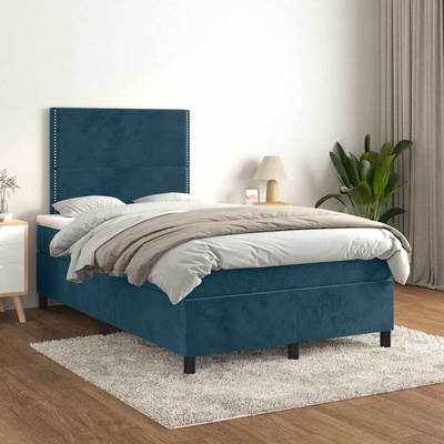 vidaXL Łóżko kontynentalne z materacem, ciemnoniebieskie, 120x200 cm model standard