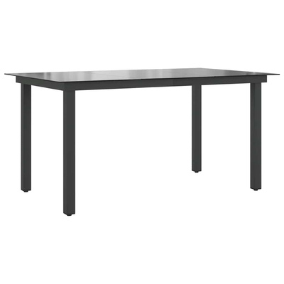 Stół ogrodowy, czarny, 150x90x74 cm, aluminium i szkło