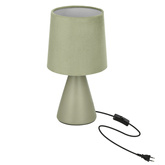 Lampka nocna Satti szarozielona ceramiczna z abażurem klasyczna E14