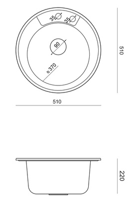 MORGAN 210 GraniteQ zlewozmywak snow white z syfonem Push To Open kol. miedziany okrągły 1-komorowy b/o + zaczepy 3 szt