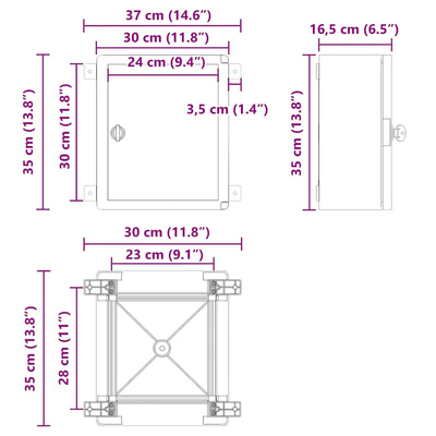Szafka sterownicza Szary 37 x 16,5 x 35 cm Plastik ABS