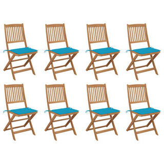 vidaXL Składane krzesła ogrodowe z poduszkami, 8 szt., drewno akacjowe