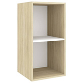 vidaXL Wisząca szafka pod TV, dąb sonoma i biel, 37x37x72 cm