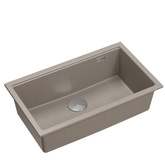 LOGAN 110 GraniteQ zlewozmywak soft taupe 76x44x23,5 cm 1-komorowy wpuszczany z syfonem manualnym stal szlachetna