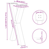 Nogi do stołu jadalnego w kształcie litery X 2 szt. Naturalna stal 60x(72-73) cm Stal