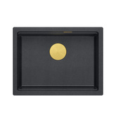 LOGAN 100 GraniteQ zlewozmywak black diamond 59,5x45,1x21,5 cm 1-komorowy podwieszany z syfonem manualnym złoty