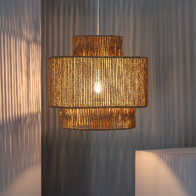 Lampa Wisząca Boho z Plecionego Papieru Abruzzo Sara 40cm E27