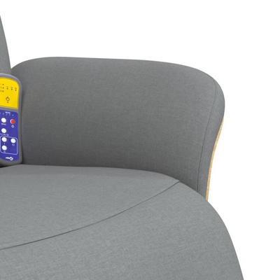 vidaXL Rozkładany fotel masujący z podnóżkiem, jasnoszary, tkanina