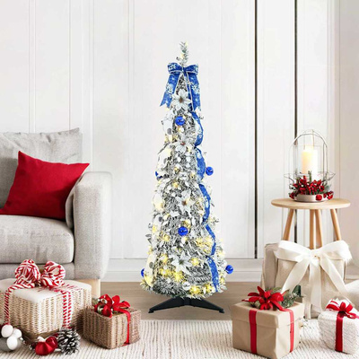 Sztuczna choinka z 50 diodami LED z podstawą Biały 120 cm PVC