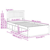 Ramka łóżka Z zagłówkiem Biały 75 x 190 cm Lite drewno sosnowe