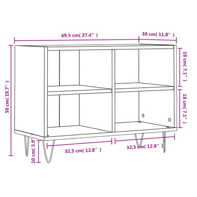 vidaXL Szafka pod TV, biała, 69,5x30x50 cm, materiał drewnopochodny