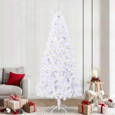 Sztuczna choinka z 300 diodami LED Biały 240 cm PVC i stal