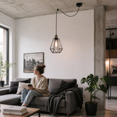 Lampa wisząca czarna/patyna druciany klosz Primo P 31-00279