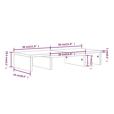 Podstawka na monitor, 60x24x10,5 cm, lite drewno sosnowe