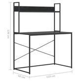vidaXL Biurko na komputer, czarne 110x60x138cm materiał drewnopochodny