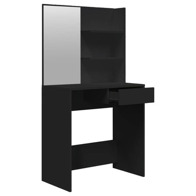 vidaXL Toaletka z lustrem, czarna, 74,5x40x141 cm