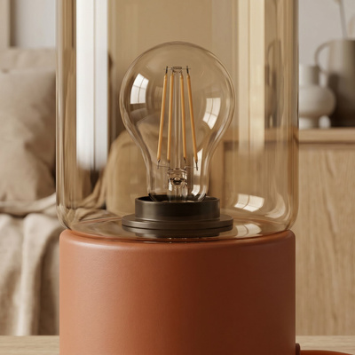 Prosta lampka nocna z bursztynowym kloszem K-5983 z serii VERA