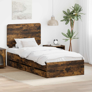 Ramka łóżka Dąb wędzony 75 x 190 cm Drewno inżynieryjne