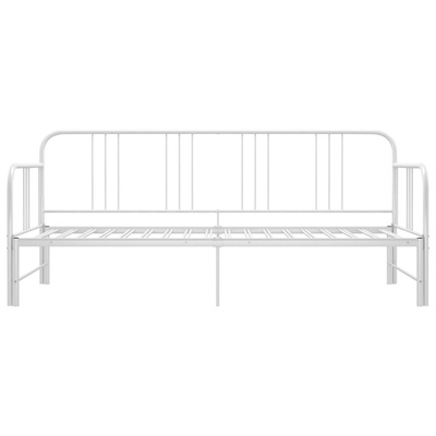Sofa z wysuwaną ramą łóżka, biała, metalowa, 90x200 cm