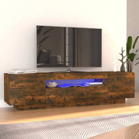 vidaXL Szafka pod TV z oświetleniem LED, przydymiony dąb, 160x35x40 cm