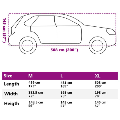 Pokrowiec na samochód typu SUV, pełny, szary, XL, włóknina