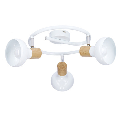 Lampa sufitowa spirala metal biała + drewno 3E14 Puerto Candellux 98-62697