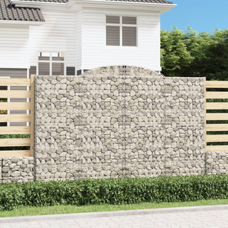 Kosze gabionowe, 7 szt, 300x50x200/220 cm, galwanizowane żelazo