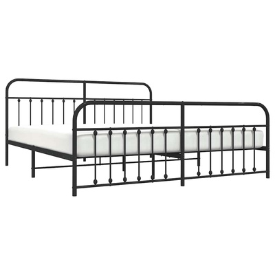 vidaXL Metalowa rama łóżka z wezgłowiem i zanóżkiem, czarna, 200x200cm model standard