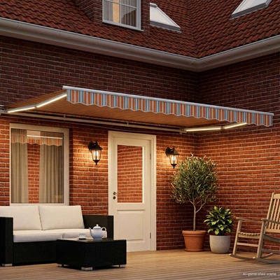 Elektryczna Rozkładana Markiza 4,5 × 3 m Poliester z powłoką PU