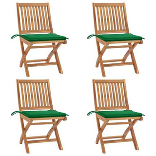 vidaXL Składane krzesła ogrodowe z poduszkami, 4 szt., drewno tekowe
