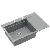 JOSH 111 GraniteQ zlewozmywak 1-komorowy z/o (780x500x215) silver stone  + syfon push 2 open + deska + wkładka/ elementy stalowe