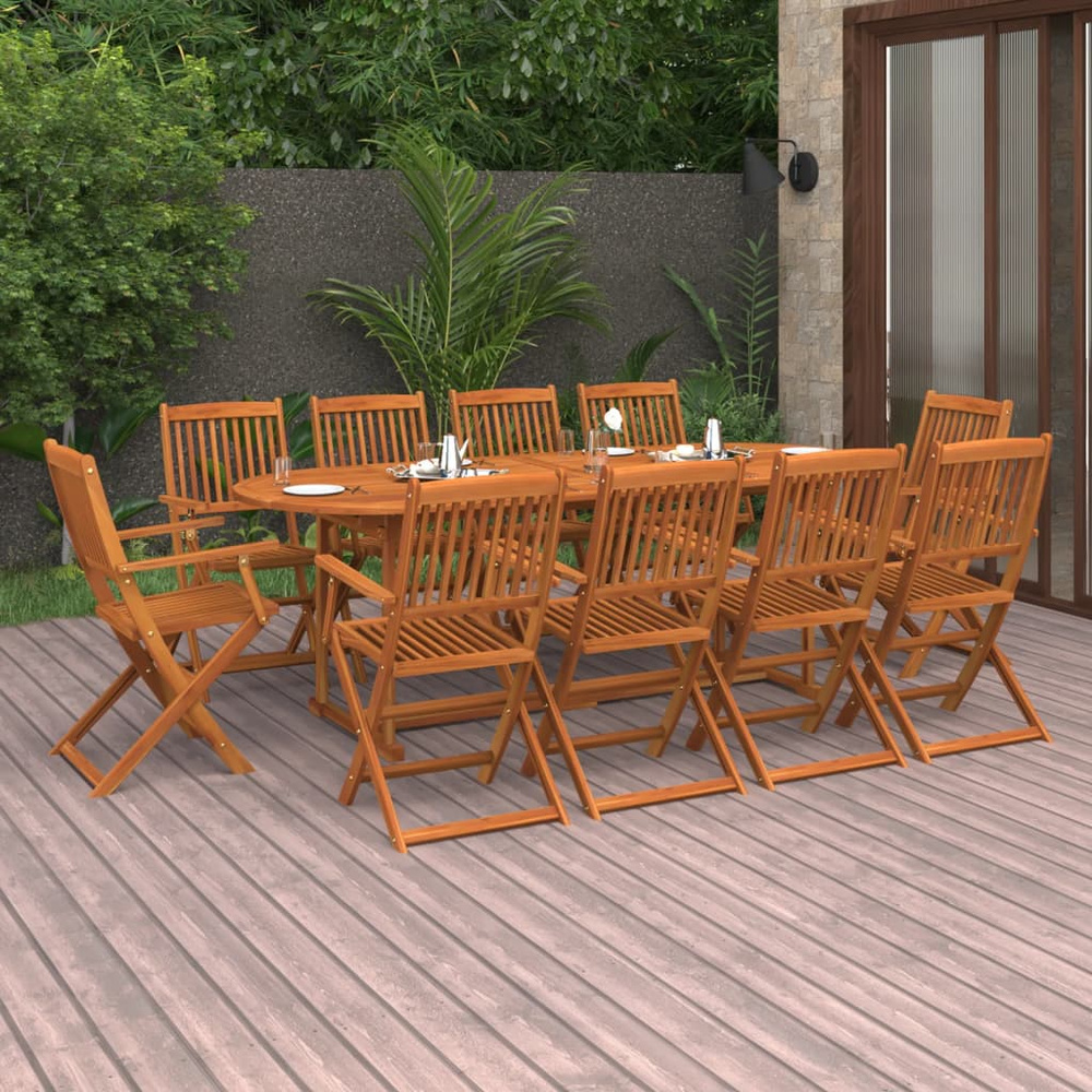 11-cz. zestaw mebli ogrodowych 220x90x75cm lite drewno akacjowe
