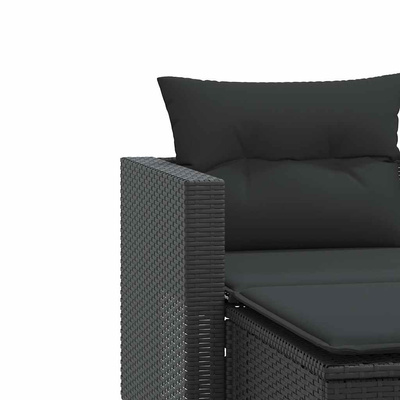 2-osobowa sofa ogrodowa z podnóżkami, czarna, polirattan