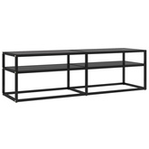 vidaXL Szafka pod TV, czarna, 140x40x40,5 cm, szkło hartowane
