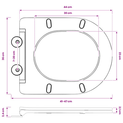 Deska toaletowa Biały 47 x 36 x 3,4 cm Duroplast