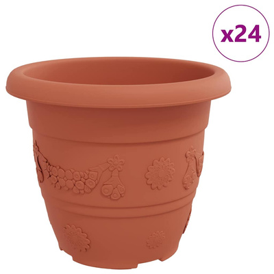 Okrągła doniczka na kwiaty 24 pcs Czerwony ceglasty