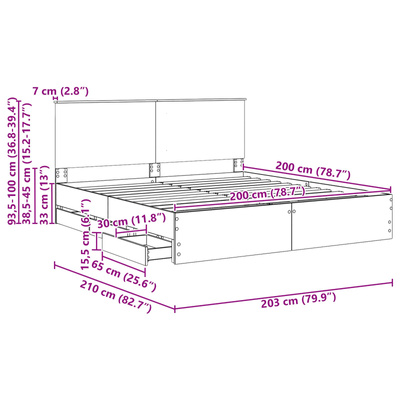 Ramka łóżka Dąb Sonoma 200 x 200 cm Drewno inżynieryjne
