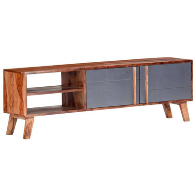 vidaXL Szafka pod TV, szara, 140x30x45 cm, lite drewno sheesham