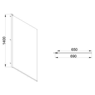 PARAWAN NAWANNOWY 1-CZĘSCIOWY 70 X 140 CM, RYFLOWANY 5 MM, CZARNY