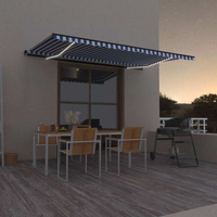 vidaXL Ręcznie zwijana markiza z LED, 500 x 300 cm, niebiesko-biała