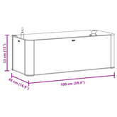 Podwyższona donica z systemem podlewania, szara, 100x43x33 cm