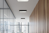 Plafon sufitowy LED QUATTRO czarny – kwadratowy ze szklanym kloszem – minimalistyczna lampa sufitowa